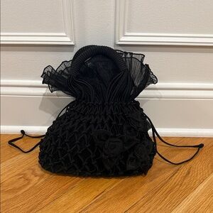 Elegant Black Woven fabric Handbag